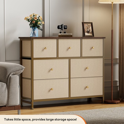 Khaki fabric drawers - fabric, dresser