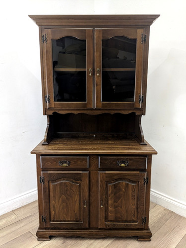Dresser oak effect hutch - effect, glass